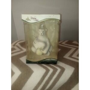 Christmas By Krebs Glass Ornament Polar Bear Cub Sitting Old‎ Stock Box Vtg